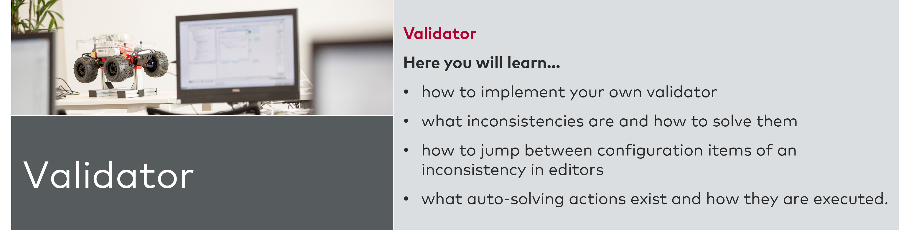 Learning goals and button to open module 3: Validator