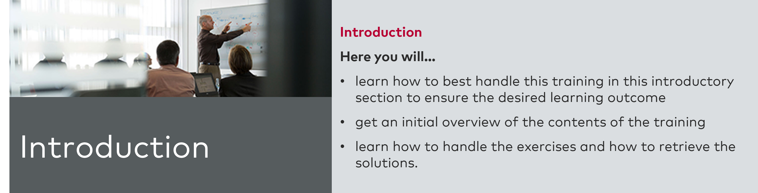 Learning goals and button to open module 1: Introduction